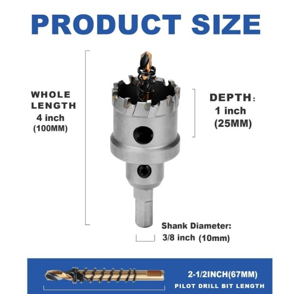 Professional 35mm Tungsten Carbide Tipped Hole Saw | 1-3/8 Inch Carbide Series for Thick Metal