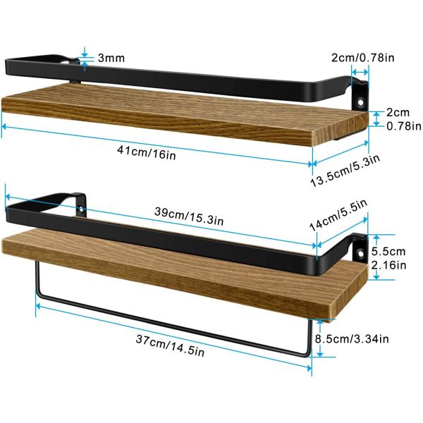 Wood Wall Mounted Storage Shelves Adjustable for Kitchen and Bathroom Organization
