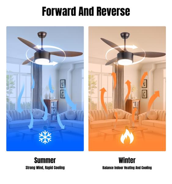 Ventilateur de plafond en bois massif de style pop avec moteur à courant continu et lumière LED