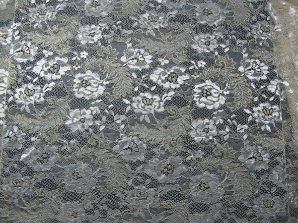 Vintage Metallic Lace Fabric Blue , Nylon Tulle Floral Lace Fabric SYD-0002