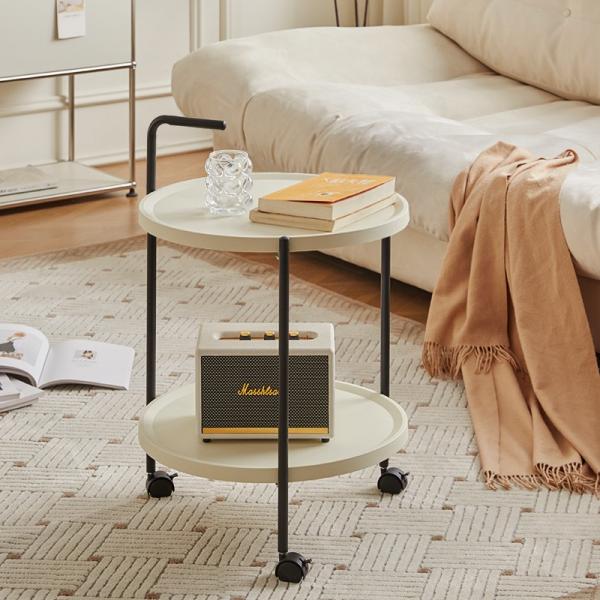 Living Room 2 Layer Storage Shelf Holder Side Table Plastic Lightweight Moving Trolley with Wheel CONSOLE TABLE Movable