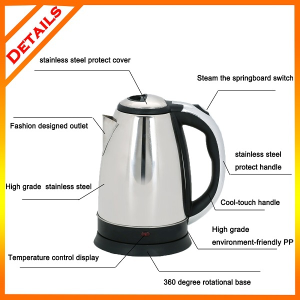 Low Noise Metal Electric Tea Kettle One Button Operate Shut Off Automatically