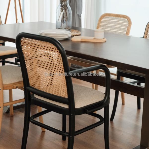 Antique Design Wooden Rattan Back Dining Arm Chair for OEM/ODM and Leisure Chair Style