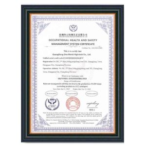 GuangDong One World High-tech Co., Ltd Certifications