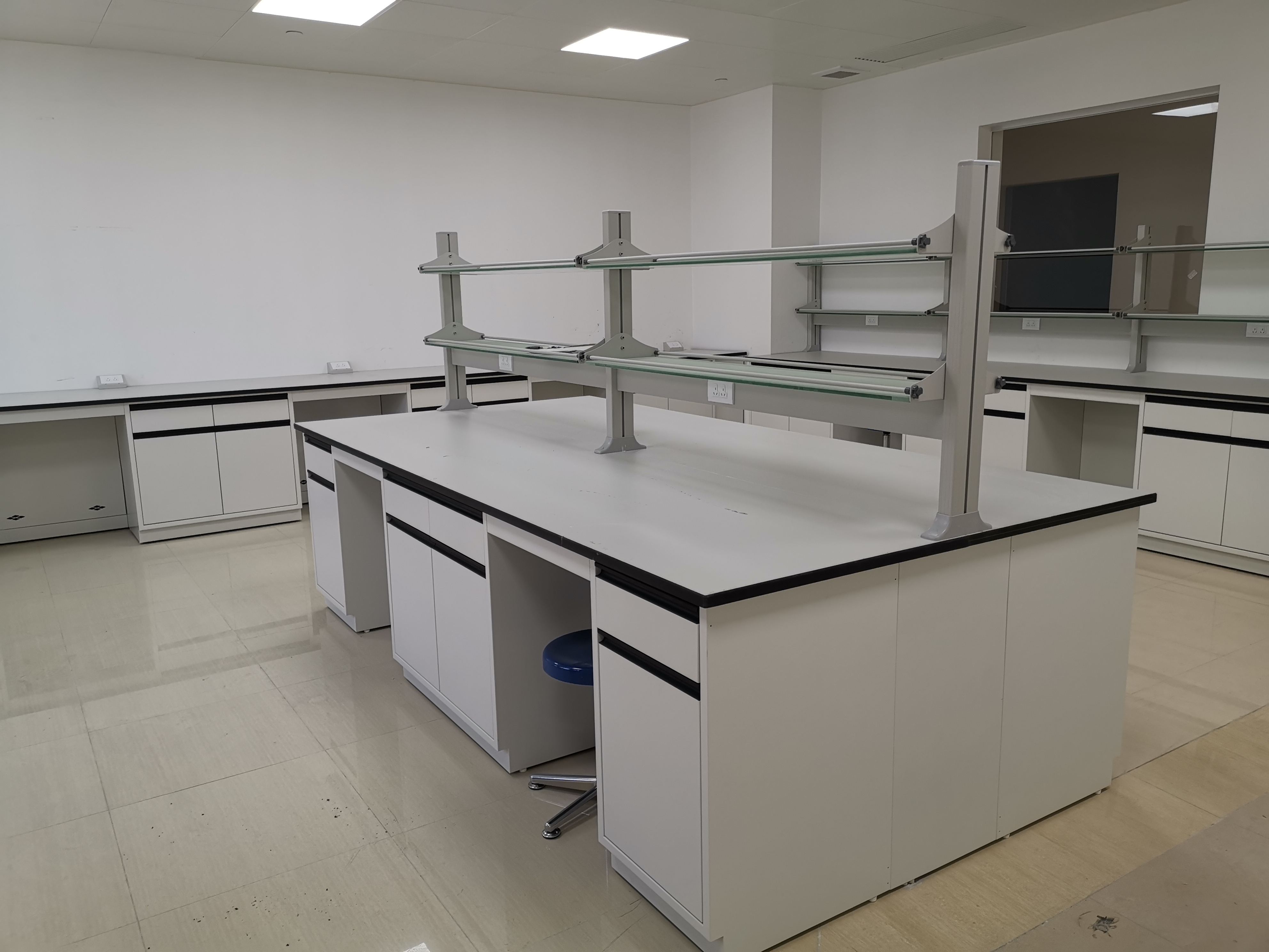 Double Tier Lab Reagent Rack Aluminum Alloy / Glass Reagent Shelf