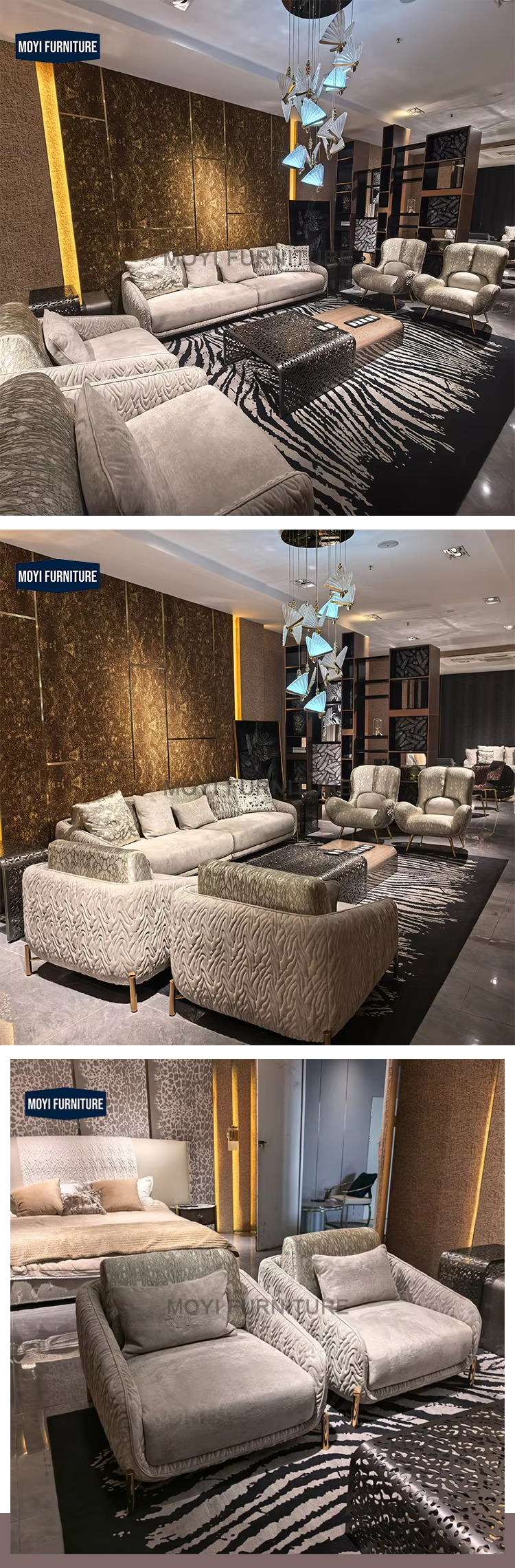 New Design Microfiber Fabric Leather Sofa Home Furniture House Sofa Set Luxury Living Room With Brass Legs