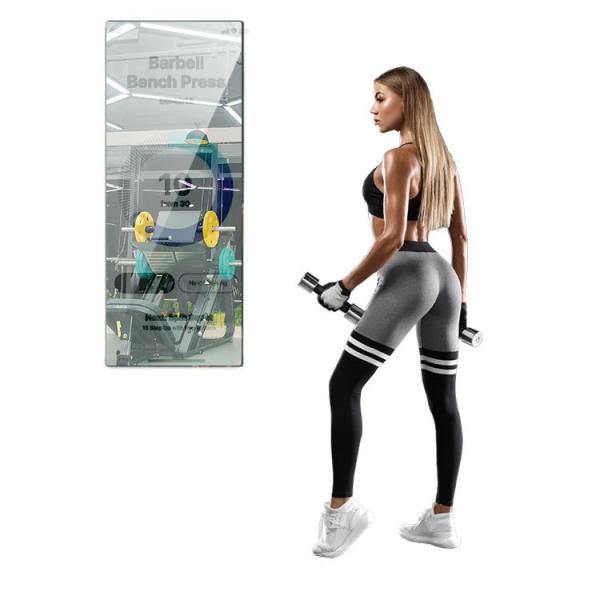LCD Smart Touch Control Lights Up Standing Portable workout Mirror for Fitness