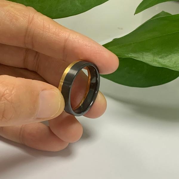 Fabrica mayorista de Anillos de bodas de zirconio y titanio negro y gris y joyas para hombres sin desvanecimiento Anillos de bodas para hombres
