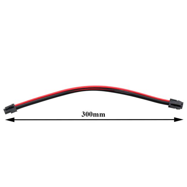 Power Supply Extension Cable ATX Braided Sleeved Extension Power Cable Kits 30cm Black Red