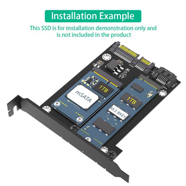 2 в 1 MSATA / M.2 NGFF SSD к карте адаптера для двойного преобразователя SATA3 с бракетом профиля полной высоты