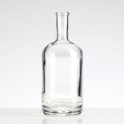 750ml Clear Glass Cylindrical Vodka Wine Bottle with Cork Made by Chinese Liquor Bottle