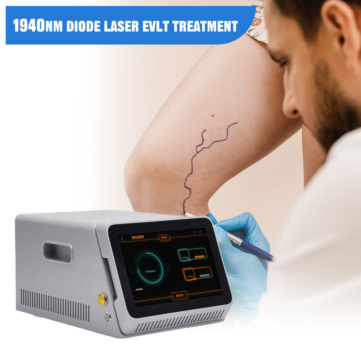 Leg Varicose Veins Laser Treatment EVLT  1940NM Diode Laser Machine