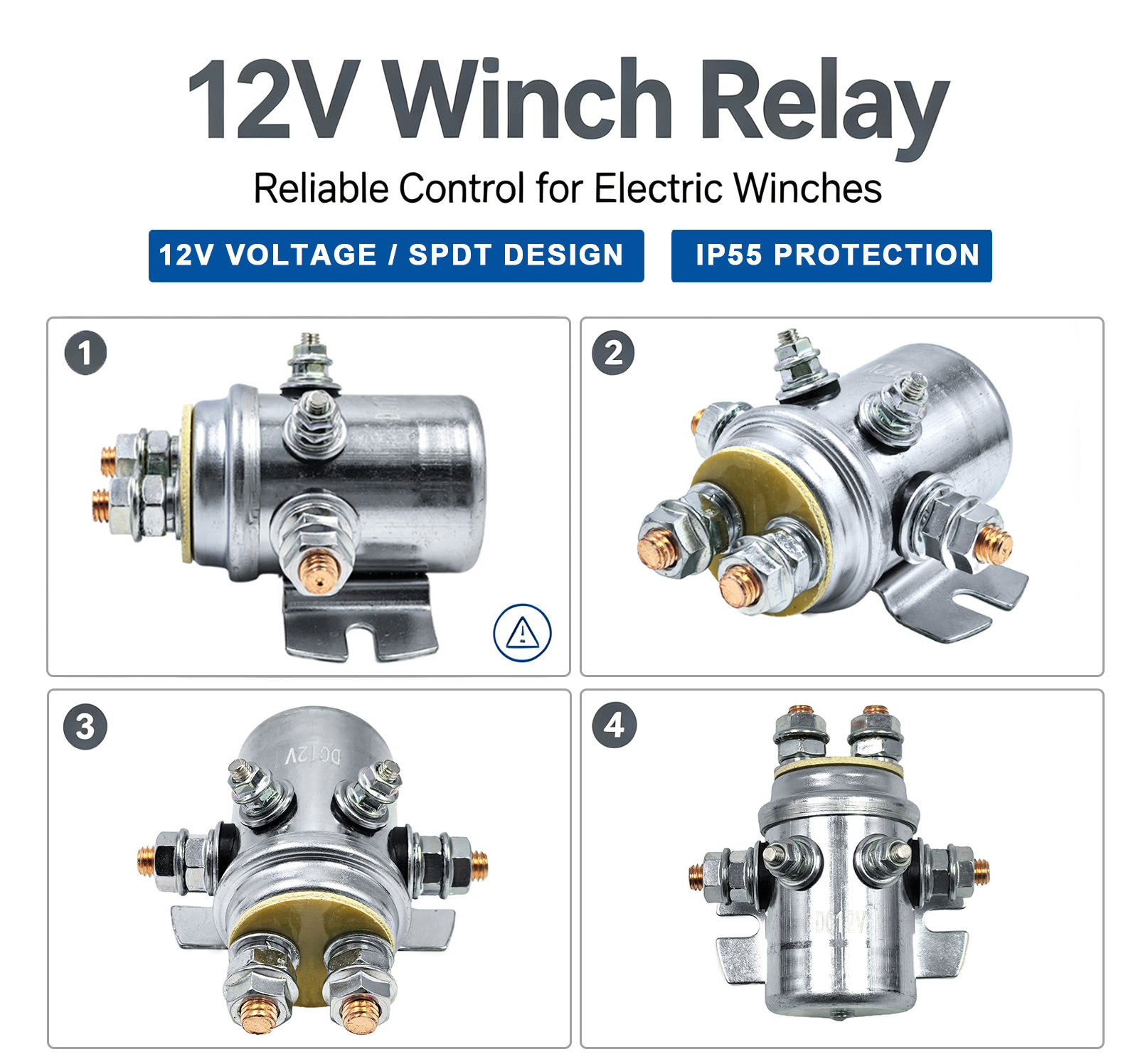 12000 LB Motor Electromagnetic Switch High Current Automotive Electric Winch Relay 12V 200A