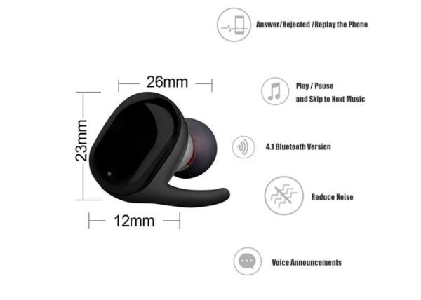Bluetooth 5.0 True Wireless Stereo Earbuds IPX8 Waterproof Sound with Deep Bass