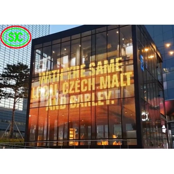 P3.91 Transparent Full Color LED Screen 1500cd/Sqm For Glass Curtain Walls