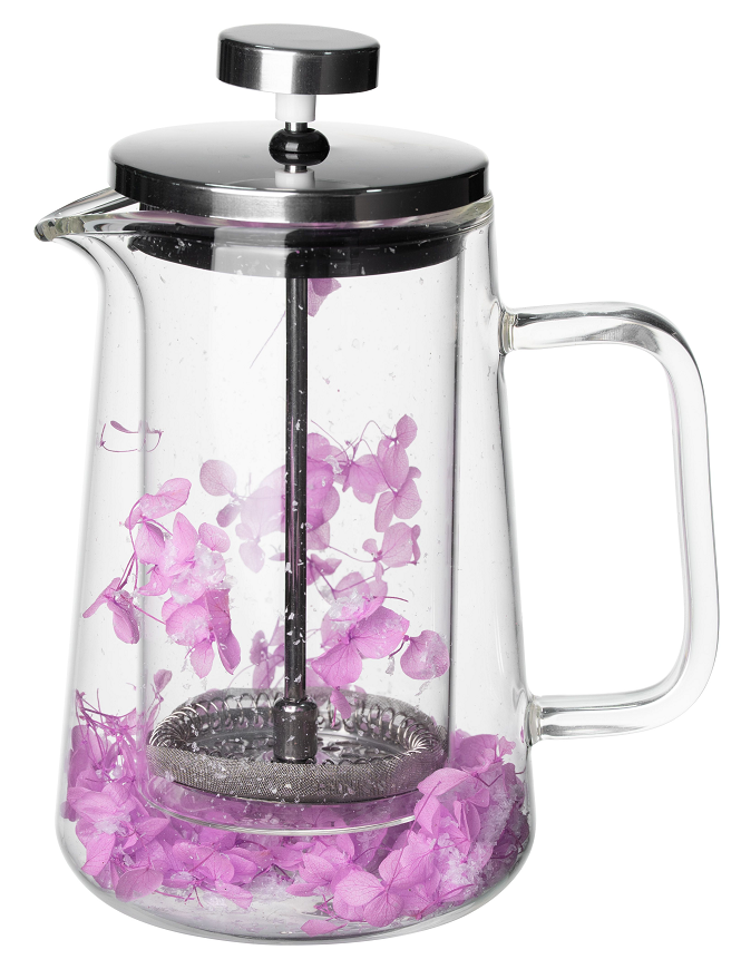 Romantic Beautiful Double Wall Glass French Press With Flowers 300ml 600ml Capacity
