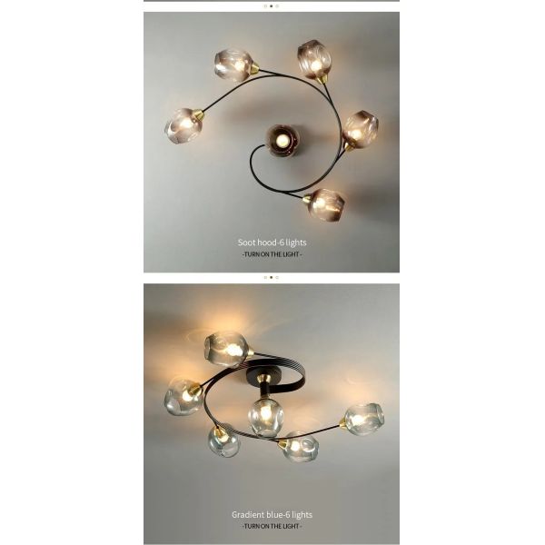 Nordic Glass Ceiling Light Grey Pendant Lamp for Living Room Bedroom Modern Indoor Hanging （WH-AP-681）
