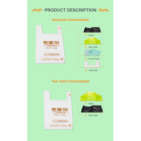 Biodegradable Material Plastic Packaging Bag Shopping T Shirt Poly Bags 25x14cm