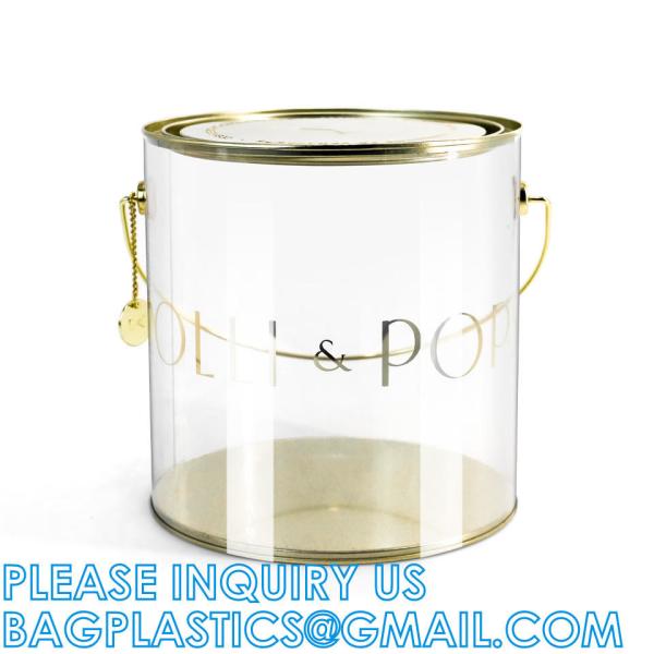 Plastic Tin Cans, For Crafts, Decorating, Baby/Wedding Shower Decor, Quart Size Clear Plastic Paint Cans
