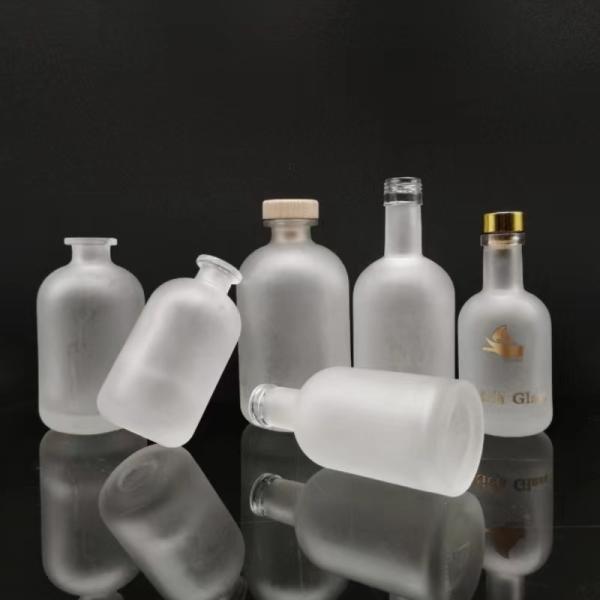500ml Frosted Clear Empty Alcohol Liquor Glass Bottle with Aluminum Plastic PP Collar
