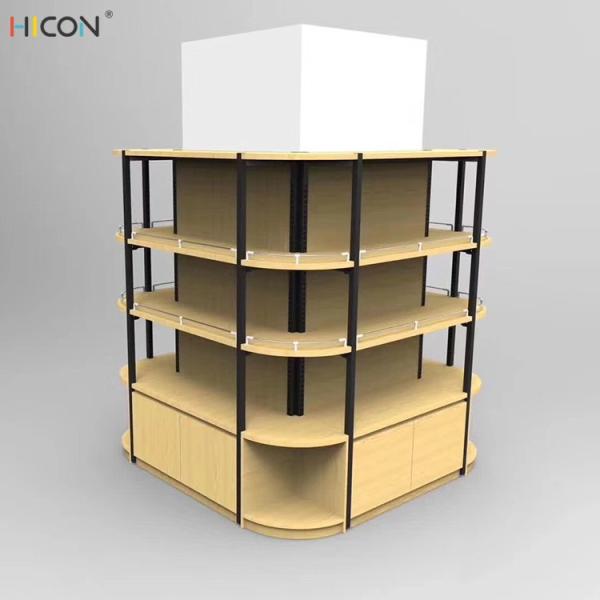 Cost Effective 4-Side Black Metal Shop Gondola Display Shelving