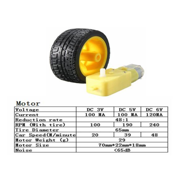 Yellow DC Gear Motor 3V - 6V For Intelligent Car TT Robot Bi - Directions Rotation