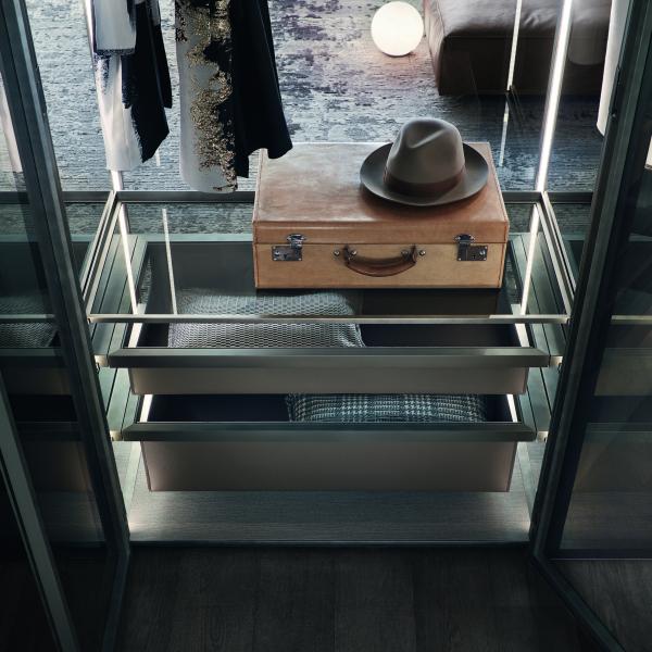 Modern Furniture Aluminum Glass Door Cabinet Glass Finish Wardrobe For Family Room