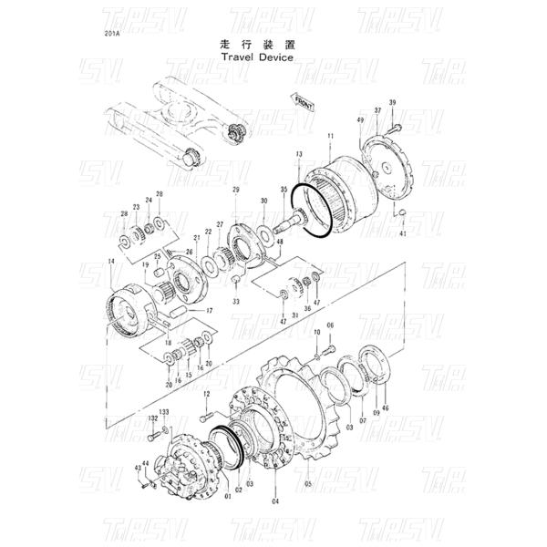 4210853 Goupille d'engrenage de translation d'excavatrice EX200-5 pour ateliers de réparation de machines