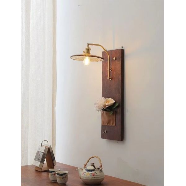 Japan Retro  Art Iron Glass Wood LED Decor Wall Lamp (WH-VR-127)