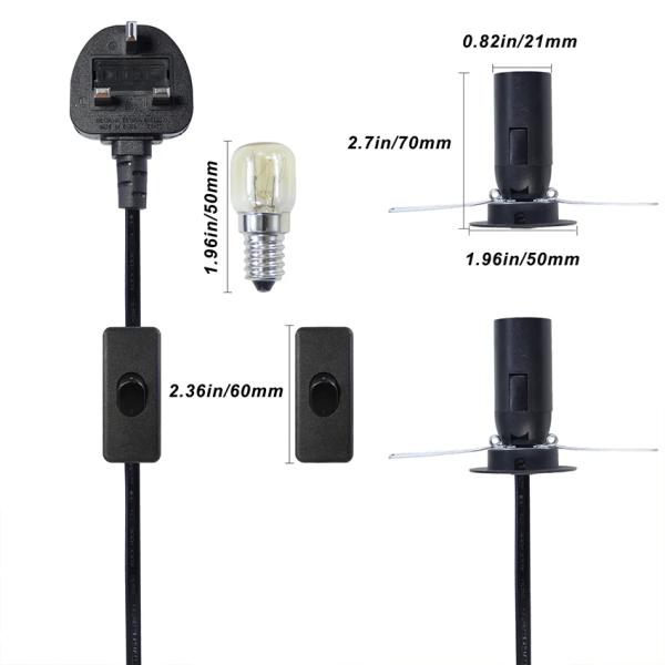 Великобритания 3Pin подключение к E14 E27 соляной лампы держатель питания шнур