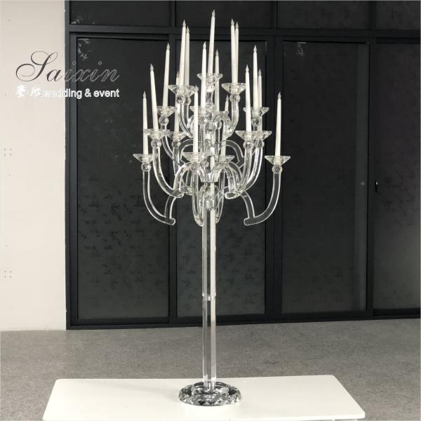 ZT-062 Chic 4 pcs different size white stem crystal pillar candle holder for decor wedding centerpieces