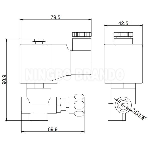 dimension-LOGO CEME Type 9934 Solenoid Valve AC220V 1/4 Inch Steam Regulating Valve