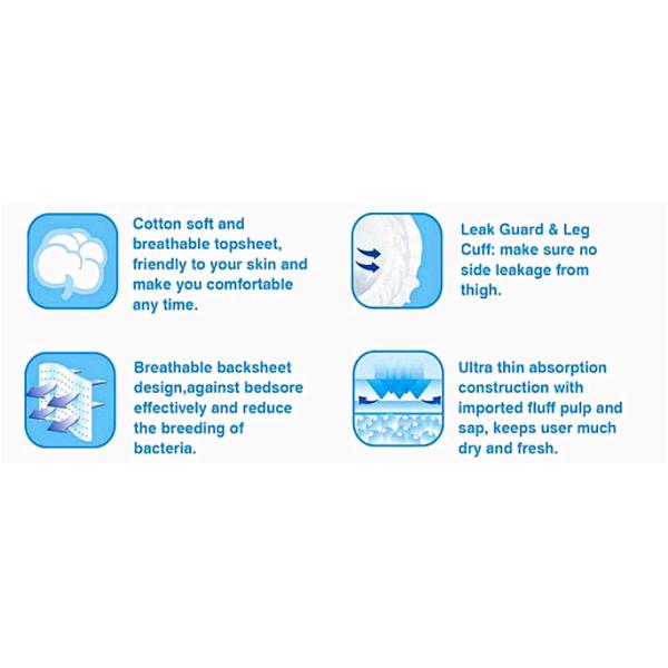 Japan SAP Unisex Adult Diapers 3D Leak Proof Disposable Incontinence Underwear