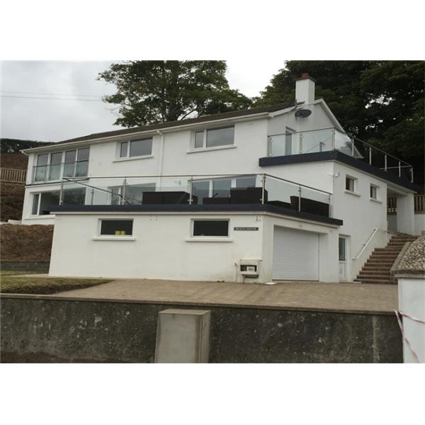 Professional Brushed Stainless Steel Glass Railing , Stainless Steel And Glass Balcony Railings