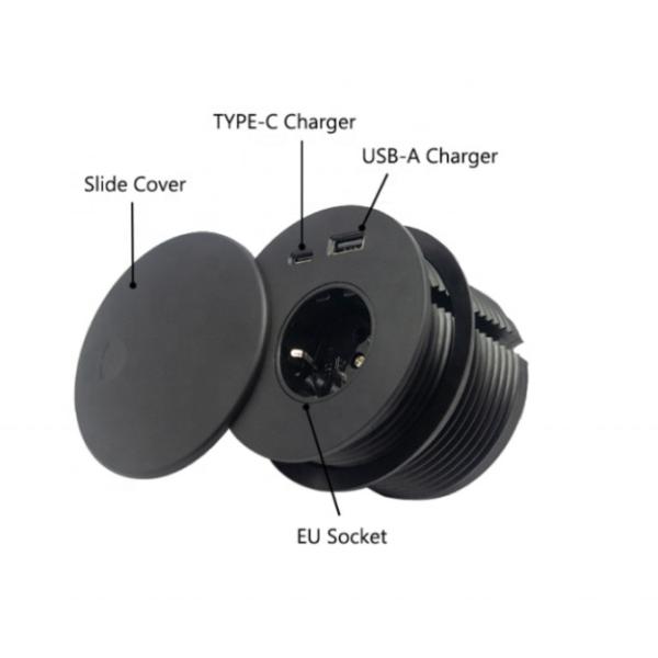 Hidden Power Socket Desktop EU Plug Office Desktop Embedded Outlet Power Grommet With USB And Type C For New Phone