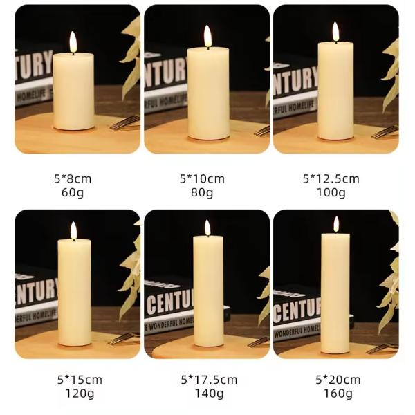 LED Candle Battery Remote Control Flameless Christmas Cylindrical Glass Cylinder Candle