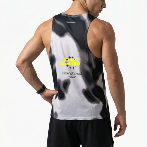 Custom OEM ODM Printed Mesh Quick‑Dry Men's Sports Tank Top
