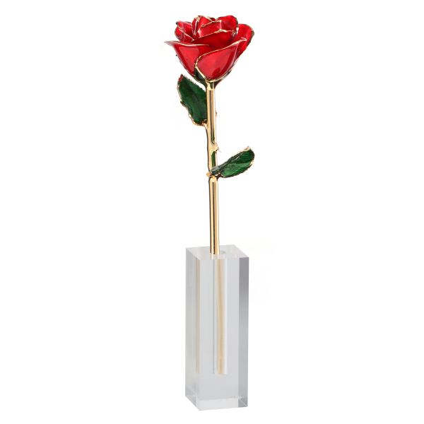 24k Gold Plated Rose Red Eternal Rose Gift Manufacturer Wholesale Valentine's Day Christmas Creative Ornaments