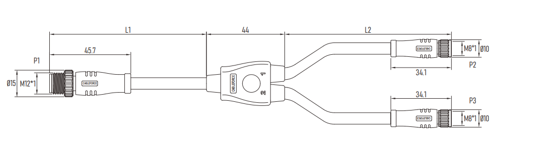 Кабель Splitter масла устойчивый M12 y Pin M12 кода 5 к кабелю M8