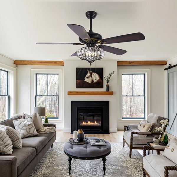 Surface Mounting 120V 65W Industrial Ceiling Fan Light / 52 Inch 5 Blade Ceiling Fan
