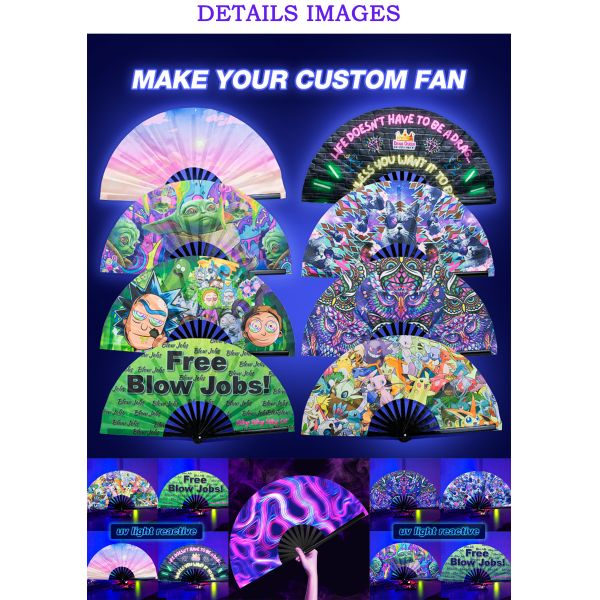 Wholesale Custom Design Printed 13 Inch Large Folding Hand Fan for Events Custom Fan Promotion Handheld Folding Bamboo Rib Fan