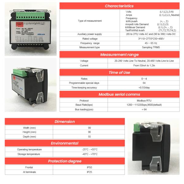 Сертификат CE PM835 96*96mm AC электрический цифровой счетчик мощности для измерения диапазона энергии