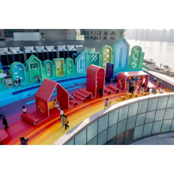 Rainbow-Themed Interactive Stainless Steel Sculpture - Customized Urban Art Installation for Public Spaces
