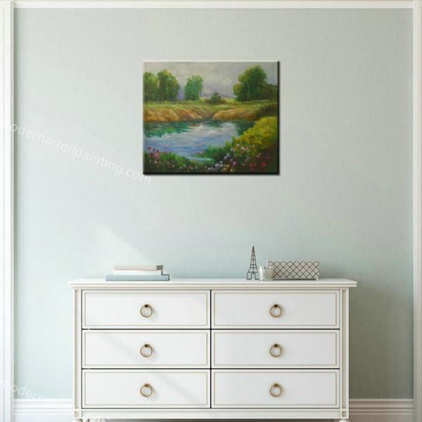 100% Handmade Modern Colorful Trees Oil Painting Abstract Landscape Wall Art on Canvas for Dining Room Decor