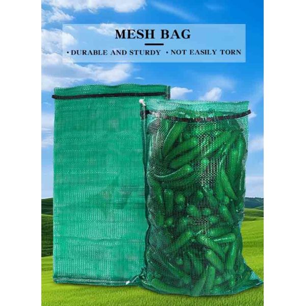 58*86cm Green Color Mexico Pp Leno Mesh Bag For Cucumber Lemon Vegetable Packing