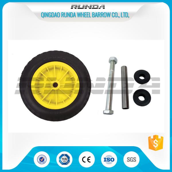 Yellow Color Inflatable Caster Wheels Plastic Bush Bearing Stright Vales 6PR