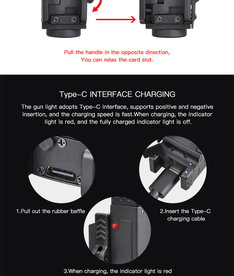 USB оружи DC5V пистолетов Glock охотясь электрофонарь 800lm СИД компакта