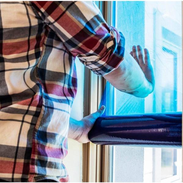 Polyethylene Anti UV Blue Color Self Adhesive Stretch Film For Temporary Glass Window