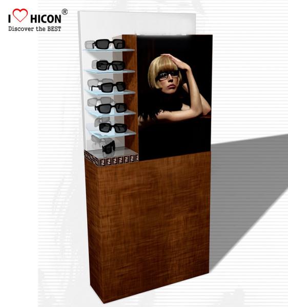 Shops Lighting Acrylic Wooden Sunglasses Display Stand With Metal Rack
