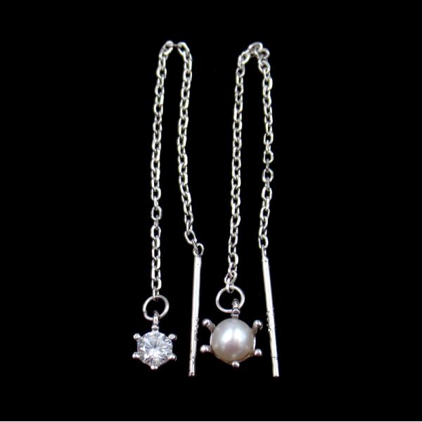 Шкентель формы Эйфелевой башни серег падения стерлингового серебра Тассел с жемчугом